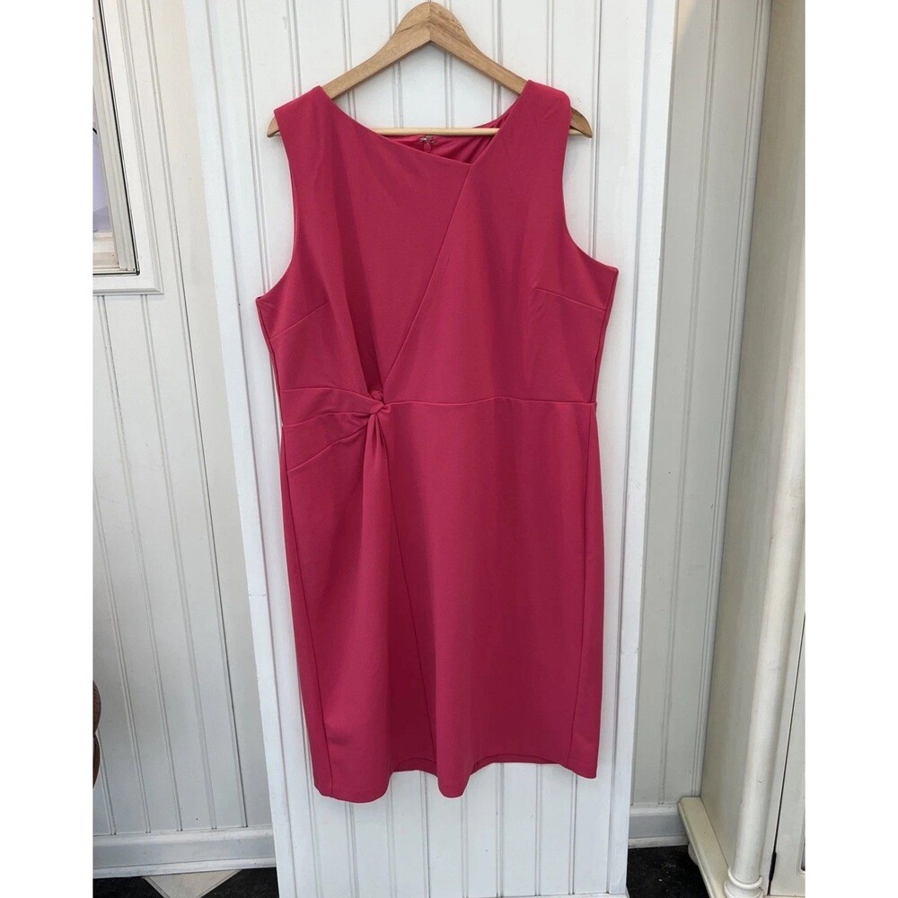 NWT Talbots Sz 18 Pink Asymmetric Dress Plus Stretch Fuchsia Career Party